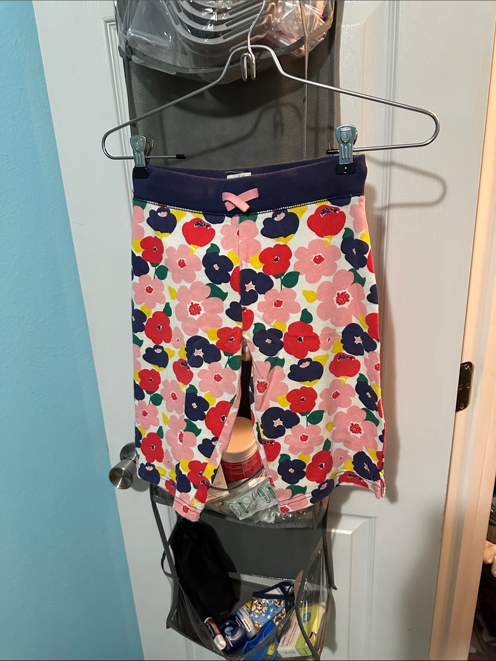 Mini Boden Floral Pink Navy Red Girls Casual Bottoms